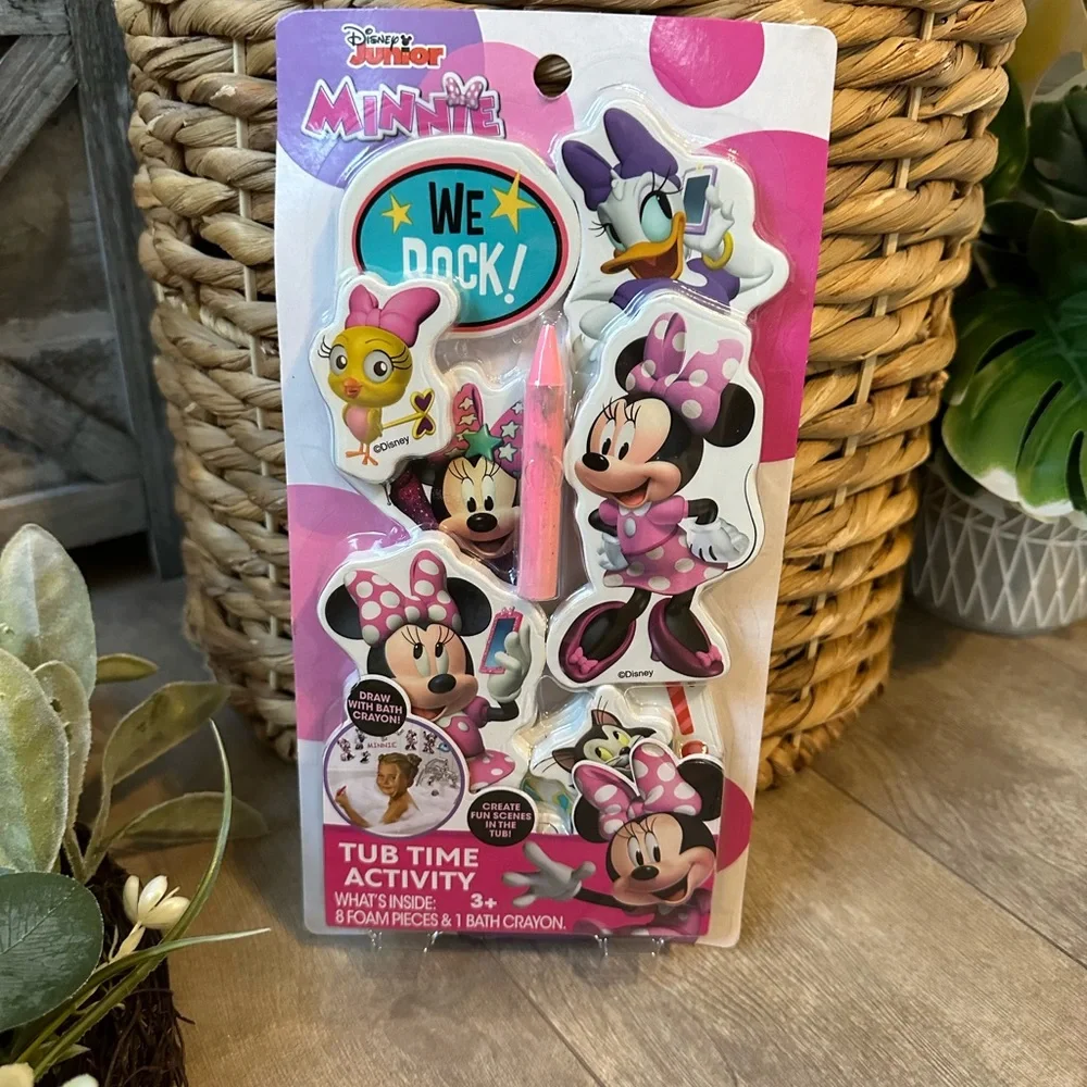 New Disney Minnie Mouse Bath Toys Crayon & Foam Friends Tub Time Activity Set